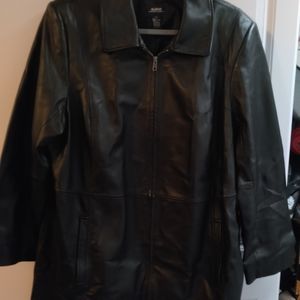 Women's genuine leather jacket, medium length,2Xlarge.